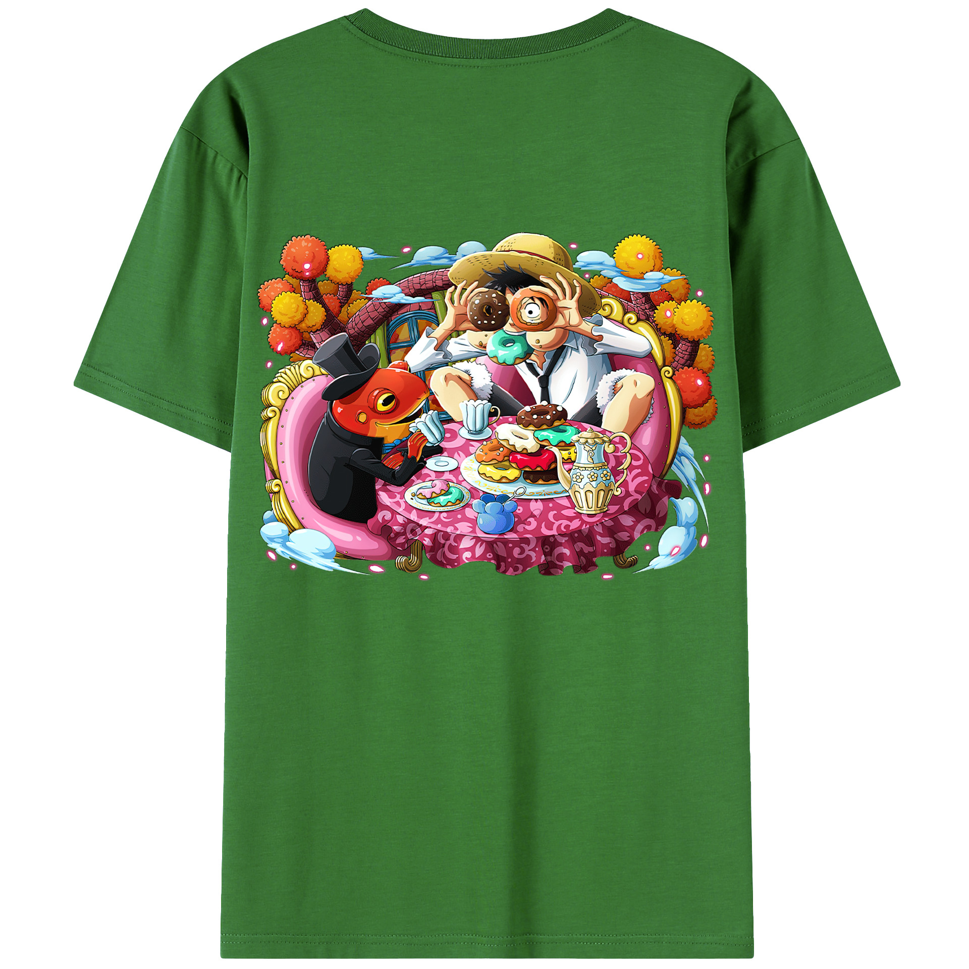 ワンピース モンキー・D・ルフィ ONE PIECE Monkey D. Luffy レディース半袖Tシャツ(バックプリント)